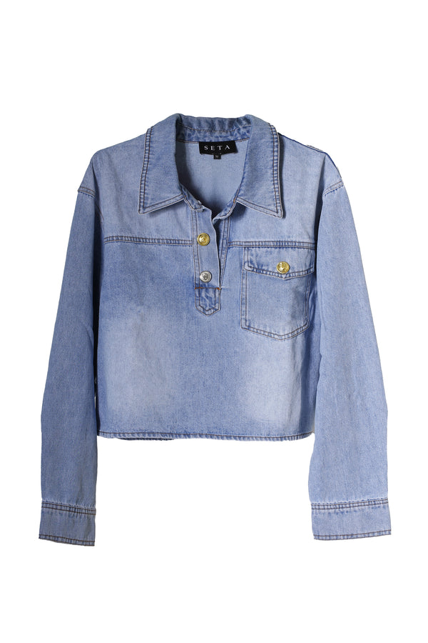 DENIM COLLAR SHIRT