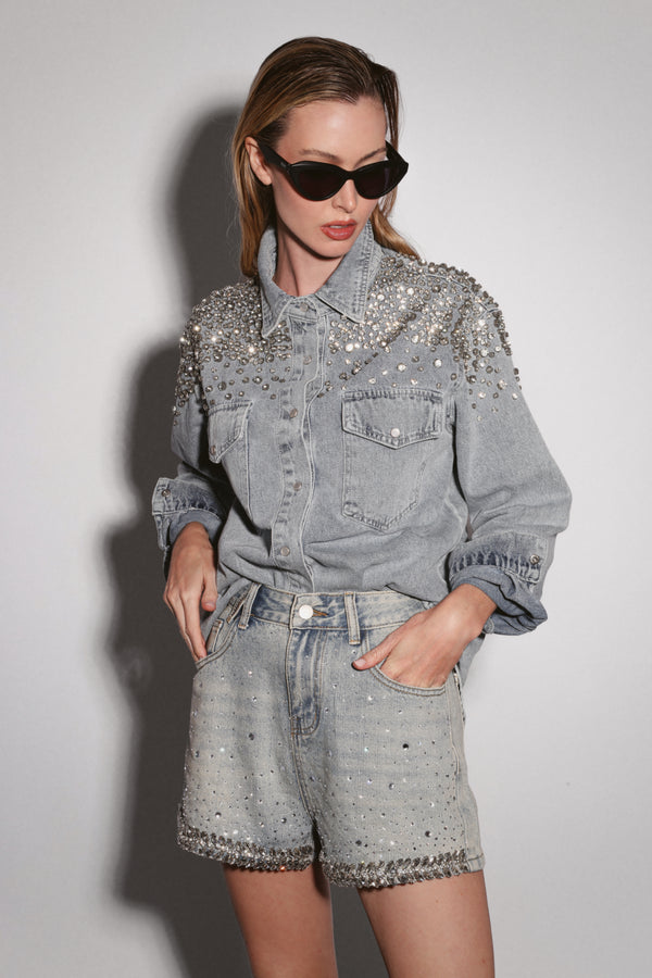 CRYSTAL SHORT DENIM
