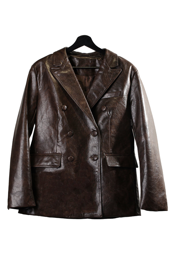 WOOD LEATHER BLAZER