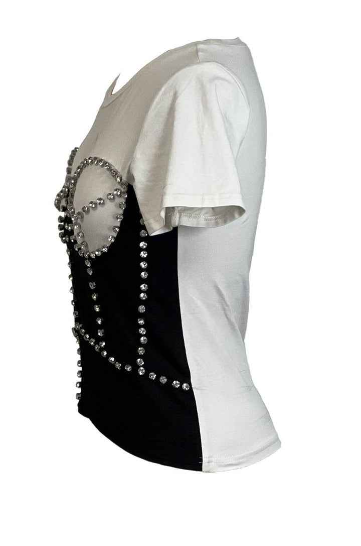 CRYSTAL CORSET T-SHIRT - SetaApparel-usd