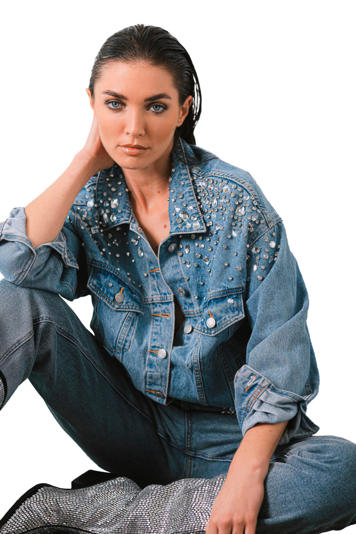 CRYSTAL DENIM JACKET SETA APPAREL