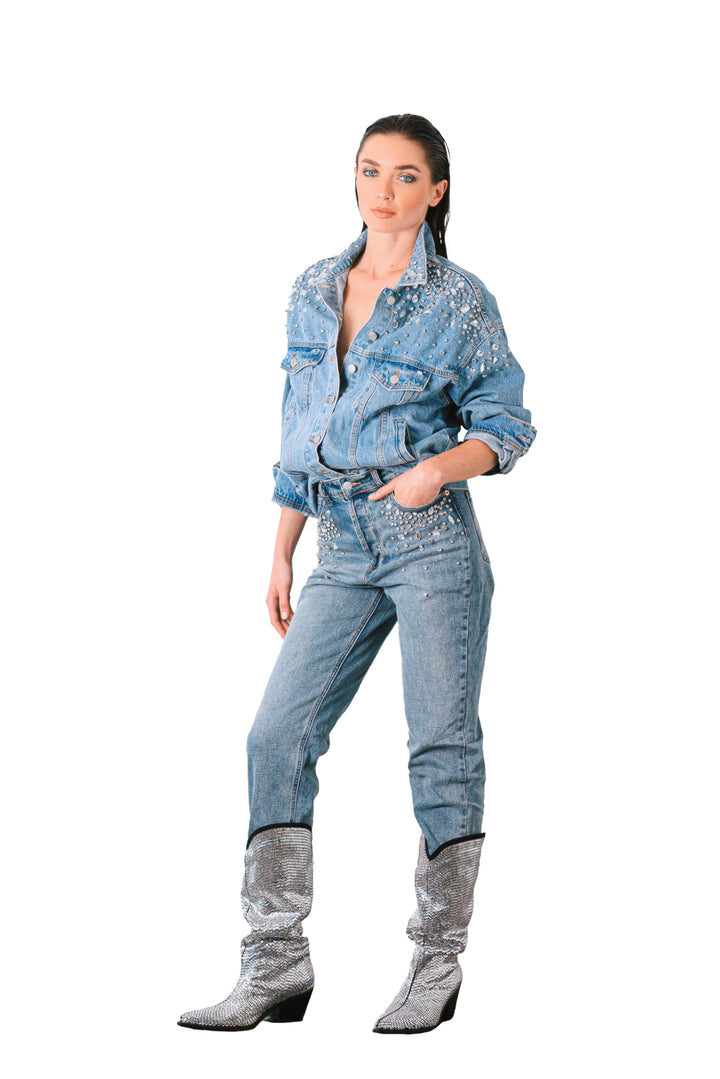 CRYSTAL DENIM JACKET SETA APPAREL